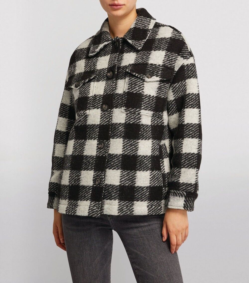 Allsaints Fenix Check Wool-Blend Jacket Women's Size 8